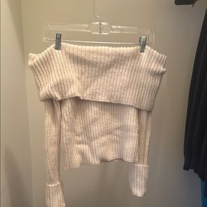 Off-Shoulder White Sweater